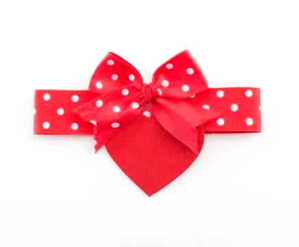 Red bow with heart shape Stock Photos