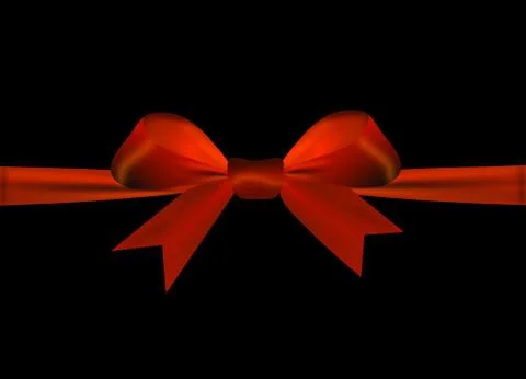 Red bow isolated on a black background Illustrazione stock