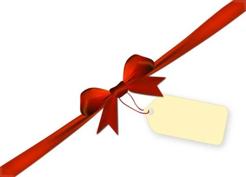 Red bow isolated on a white background with label Illustrazione stock