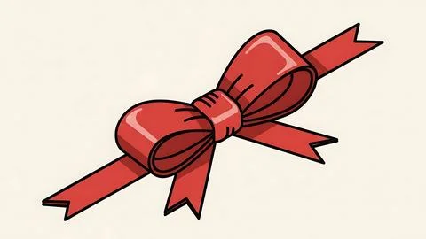 Red bow with long ribbons Stock Illustration