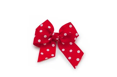 Red bow made of ribbon isolated on white background Stock Photos