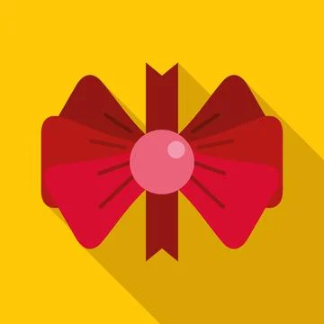 Red bow with pink bead flat design Stock Illustration