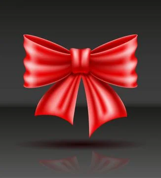 Red bow realistic vector illustration Stock Illustration