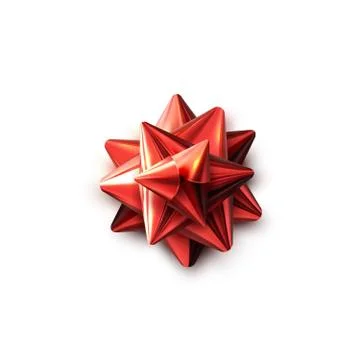 Red bow. Realistic vector illustration. Stock Illustration