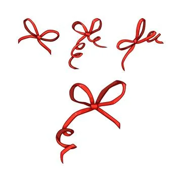 Red bow ribbon elements creating decorative design Stock Illustration