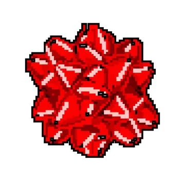 Red bow ribbon game pixel art vector illustration Illustrazione stock