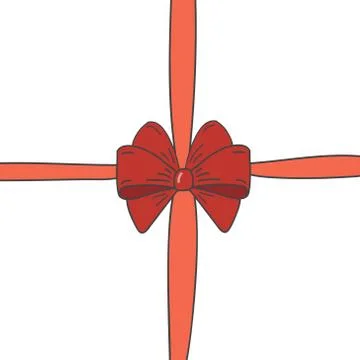 Red bow with a ribbon. Gift box. Vector illustration Stock Illustration
