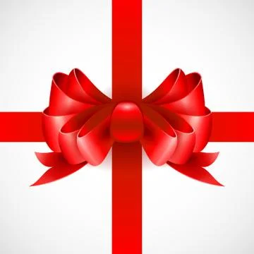 Red bow on a ribbon for a gift. Vector illustration Illustrazione stock