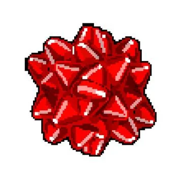 Red bow ribbon pixel art vector illustration Stock Illustration