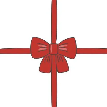 Red bow with a ribbon. Vector illustration. Gift box Stock Illustration