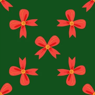 Red bow seamless pattern. Gift wrapping, holiday Stock Illustration