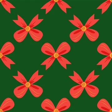 Red bow seamless pattern. Gift wrapping, holiday Stock Illustration