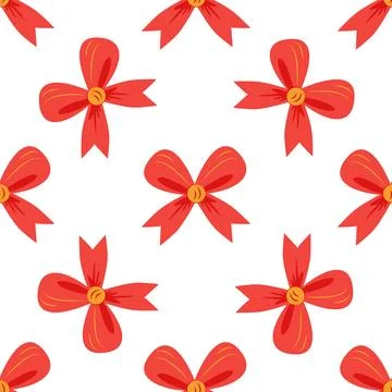Red bow seamless pattern. Gift wrapping, holiday Stock Illustration