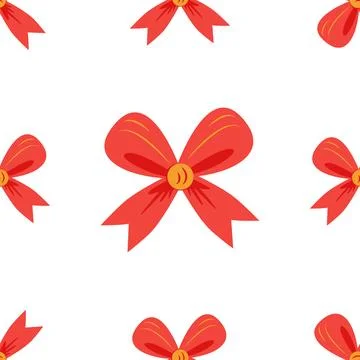 Red bow seamless pattern. Gift wrapping, holiday Stock Illustration