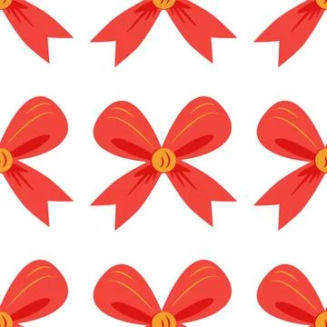 Red bow seamless pattern. Gift wrapping, holiday Stock Illustration
