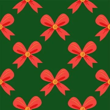 Red bow seamless pattern. Gift wrapping, holiday Stock Illustration