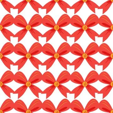 Red bow seamless pattern. Gift wrapping, holiday Stock Illustration