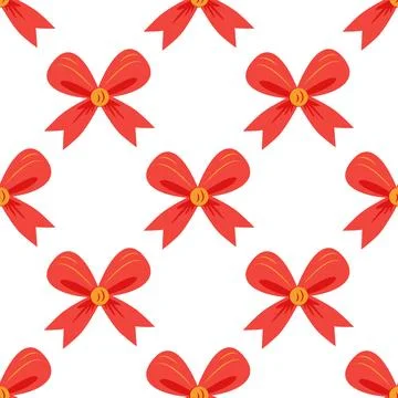 Red bow seamless pattern. Gift wrapping, holiday Stock Illustration