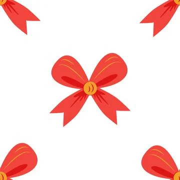 Red bow seamless pattern. Gift wrapping, holiday Stock Illustration