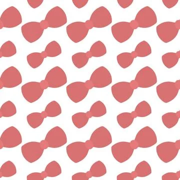 Red bow. Seamless vector pattern. Repeating ornament of cute bow ties. Stock Illustration