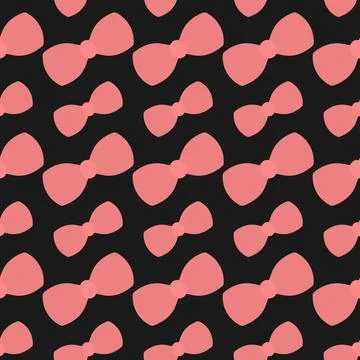 Red bow Seamless vector pattern Repeating ornament of bow ties. Stock Illustration
