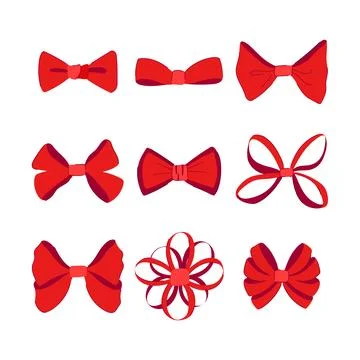 Red bow set cartoon vector illustration イラスト素材