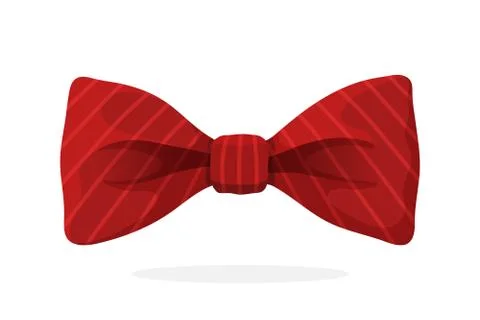 Red bow tie with print in diagonal stripes Stock Illustration