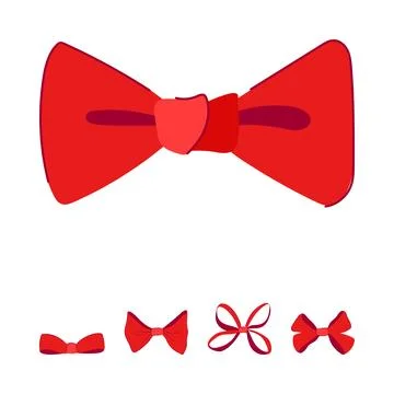Red bow ties and ribbon bows collection Stock Illustration
