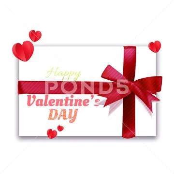 Red bow valentine card PSD Template
