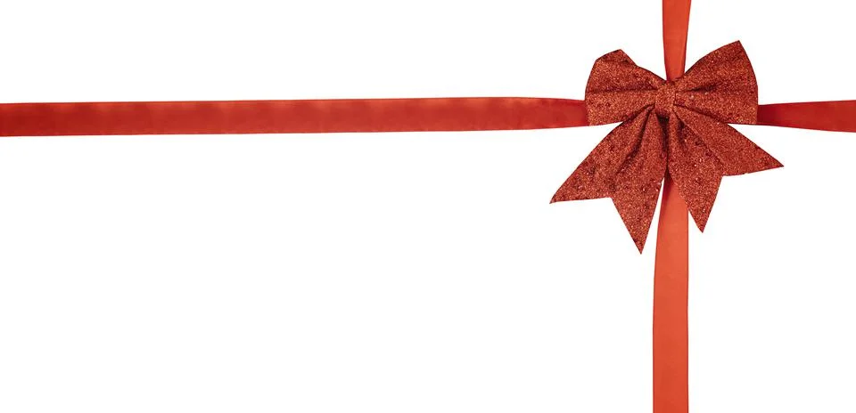 Red bow on white background. Foto stock