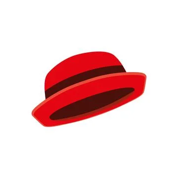 Red bowler hat icon. Vector illustration and drawing Stock Illustration