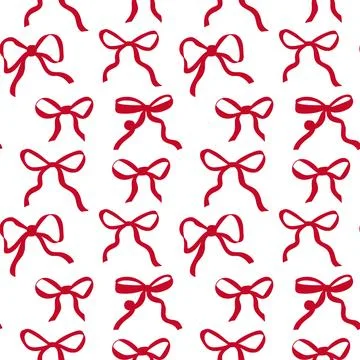 Red bows pattern on white background for festive decor and gift wrapping idea Stock Illustration