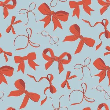 Red bows seamless pattern. TIE THE KNOT wedding theme. Stock Illustration