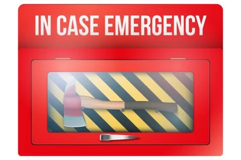 Red box with axe in case of emergency Stock Illustration