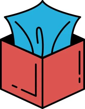 A red box with a blue tissue inside Stock Illustration