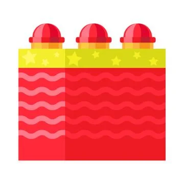 Red Box with Ground Bloom Flower. Firework element Stock Illustration
