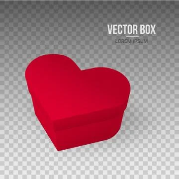 Red box in heart shape isolated on a transparent background Realistic vector  Stock Illustration