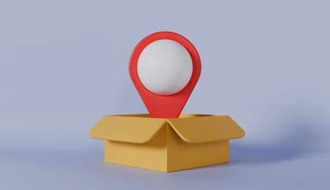 Red box with location map symbolizing packaging and business Stock Photos