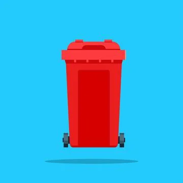 Red box plastic trash bin logo Stock Illustration