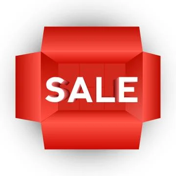 Red Box Top Open With Text Sale Stock Illustration