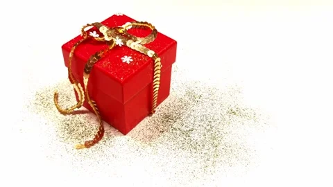 Red box on white background with falling glitter Stock Footage 170690891