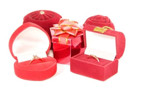 Red boxes for gifts Stock Photos