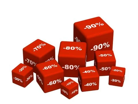 Red boxes with the goods at a discoun Stock Illustration