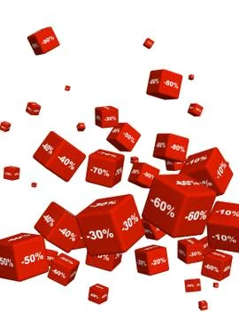 Red boxes with the goods at a discount Stock Illustration