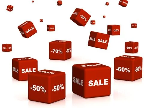 Red boxes with the goods at a discount Stock Illustration