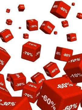Red boxes with the goods at a discount Stock Illustration
