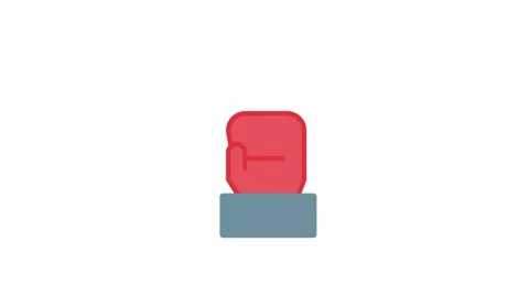Red boxing glove icon centered on a black background, symbolizing sports an.. Stock Footage 333607181