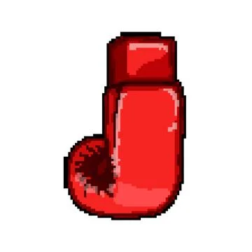 Red boxing gloves pixel art vector illustration Stock Illustration