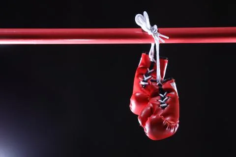 Red boxing gloves in the ring Stock Photos