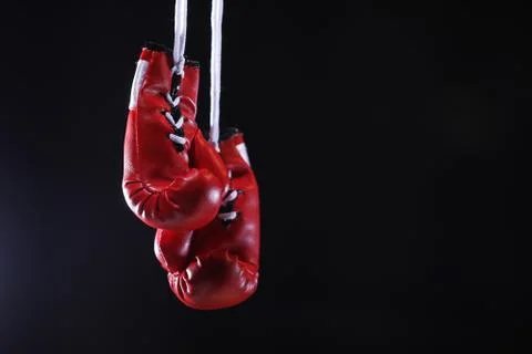 Red boxing gloves in the ring Stock Photos